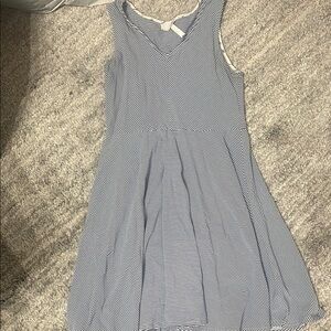 Blue & White Striped Sleeveless Dress